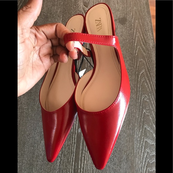 ZARA WOMEN’S FLAT RED MULES - Picture 5 of 8